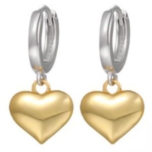 Aretes de Plata 925 Oro 18k Corazones Colgantes Unitalla