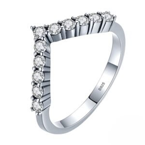 Anillo de Plata 925 Con Forma de V y Zirconias