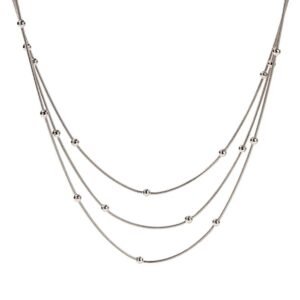 Collar de Plata 925 Tres Cadenas con Cuentas