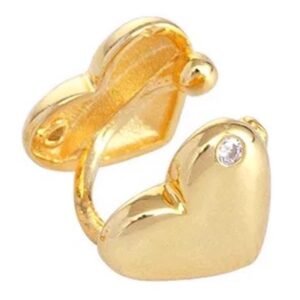 Piercing de Plata 925 Oro 18k Zirconias Corazón Clip Argolla
