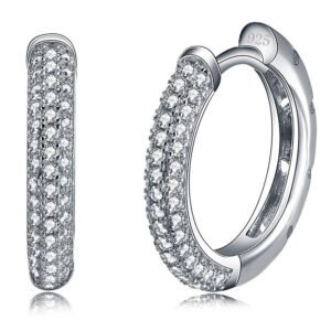 Aretes de Plata 925 Transparente Zirconias Arracadas Aros