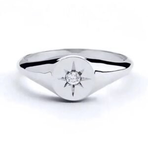 Anillo De Plata 925 Grande Zirconia Elegante Talla 7, 8