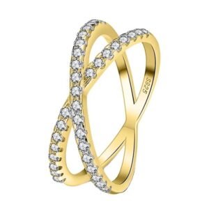 Anillo de Plata 925 y Baño de Oro 18k Zirconias Cruz