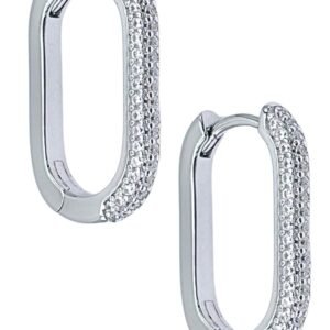 Aretes De Plata 925 Arracadas Rectangulares De Zirconias